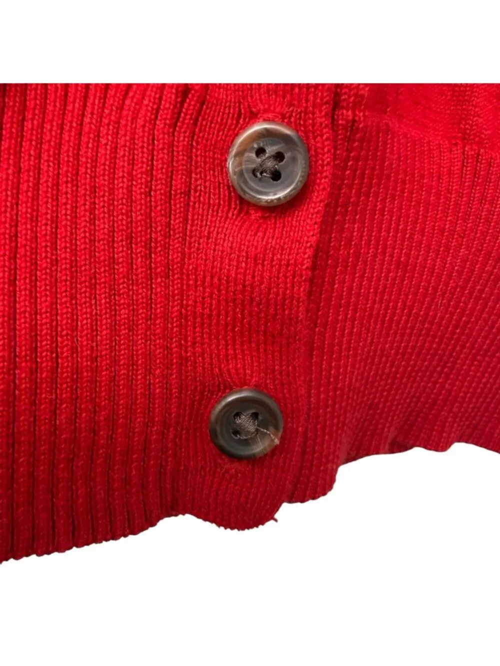 RALPH LAUREN Girls Cardigan Sweater Red Size Large 12-14 Cotton Preppy V-neck